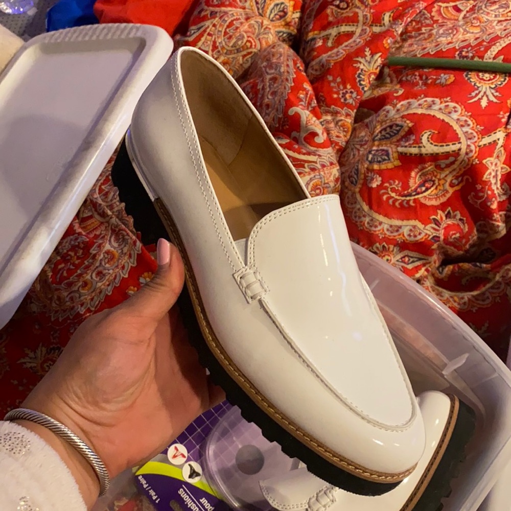 Patent white Loafers- Franco sarto size 8